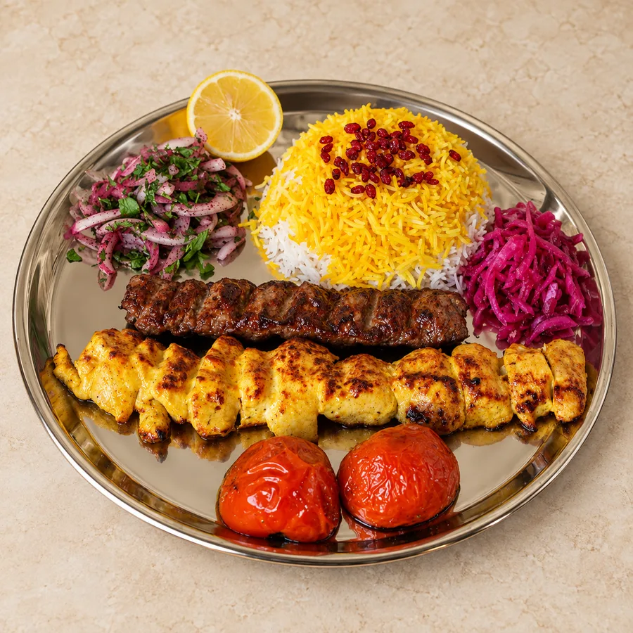 Grillteller mit Reis
